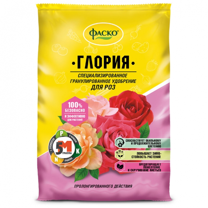 Удобрение минеральное 5М-гранула для роз Глория Фаско 1 кг