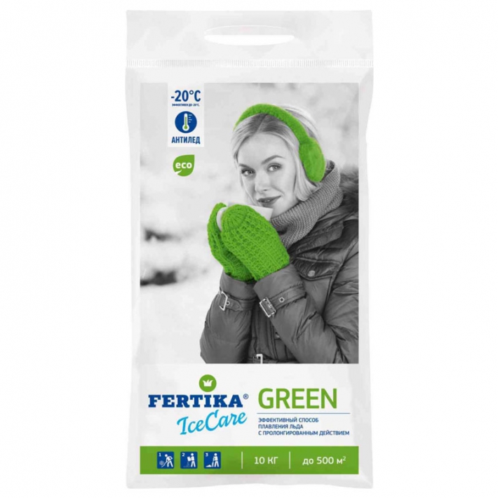 Противогололёдный реагент Фертика (антилёд) GREEN (10 кг)