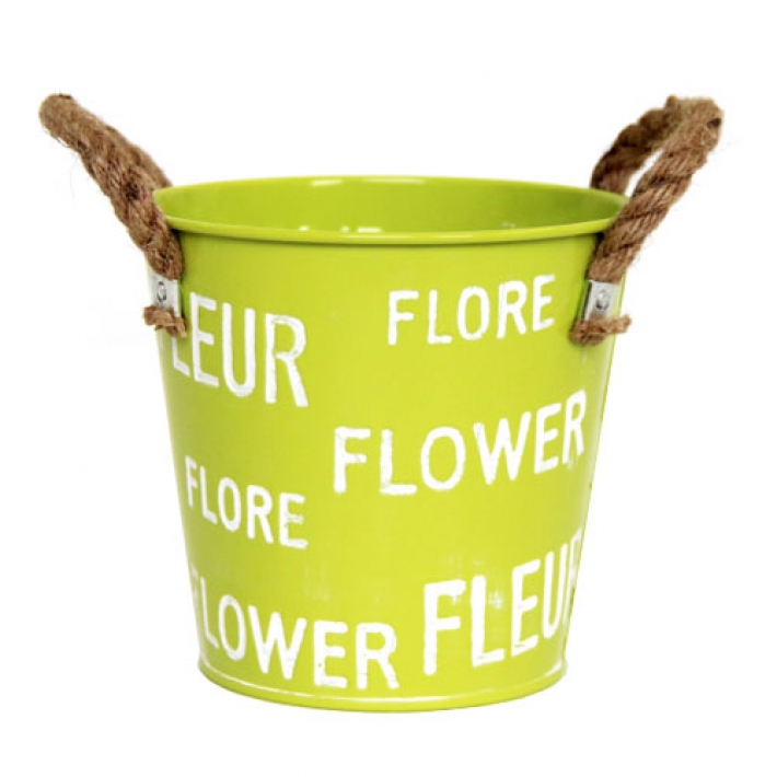 Кашпо из металла зеленое