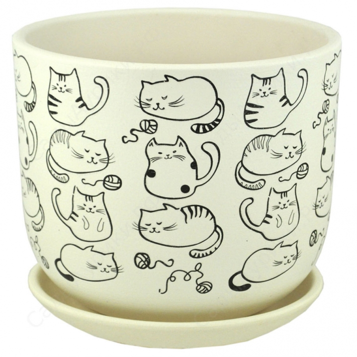 Горшок Бук коты белый №3 18 см
