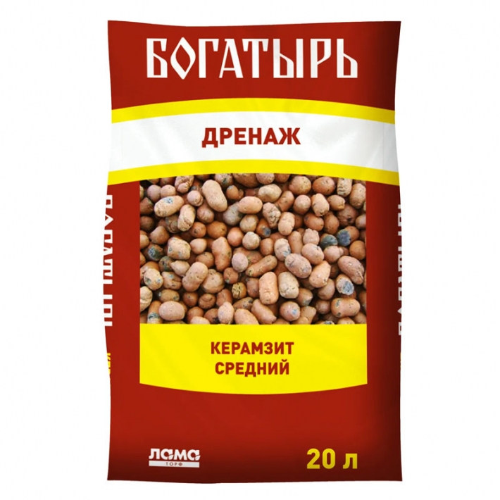 Керамзит средний Богатырь дренаж Лама Торф 20 л