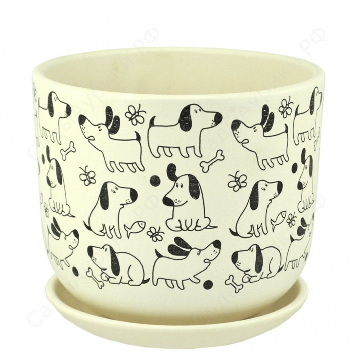 Горшок Бук собаки белый №2 15 см