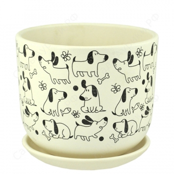 Горшок Бук собаки белый №2 15 см