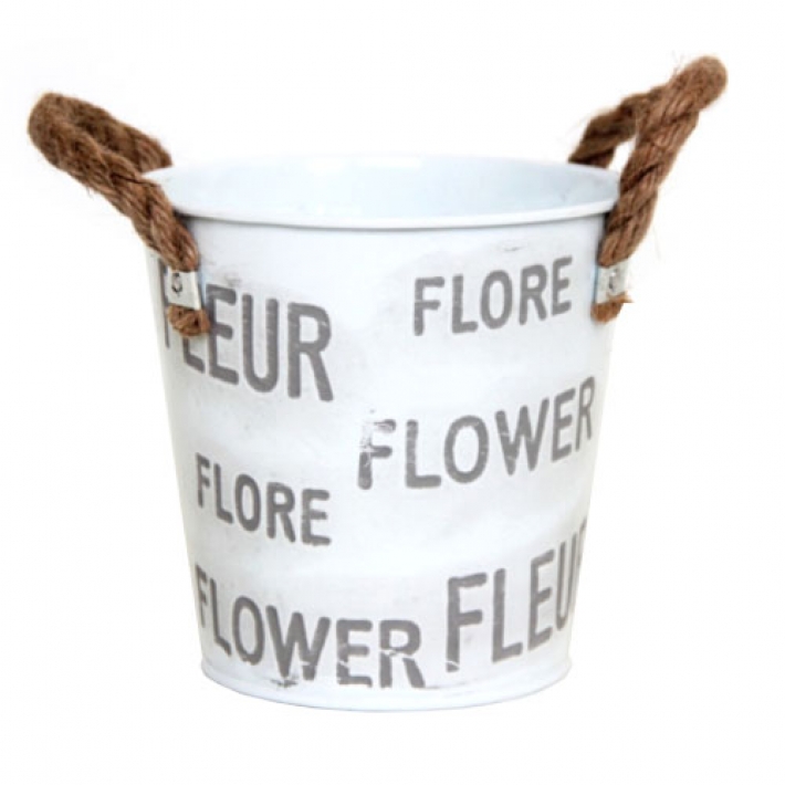 Кашпо из металла белое