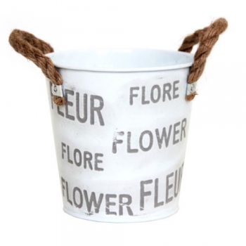 Кашпо из металла белое