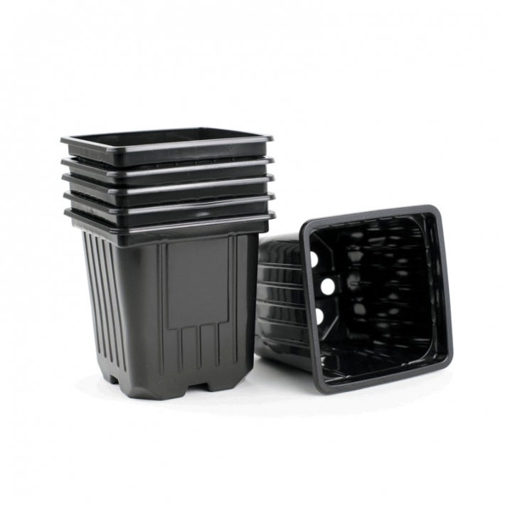 Горшок 9x9x14 см, объем 0,8 л, твердый (литой)